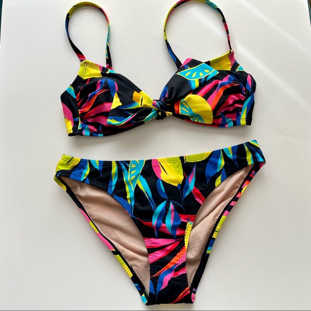 Tabitha Brown for Target Swim Bikini Tie Front Hipster Lemon Set Small